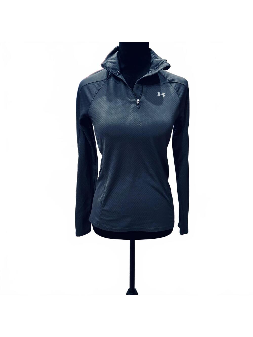 Under Armour Women's HeatGear Long Sleeve 1/4 Zip Athletic Shirt XS dark grey